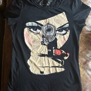 Black Graphic Women Top